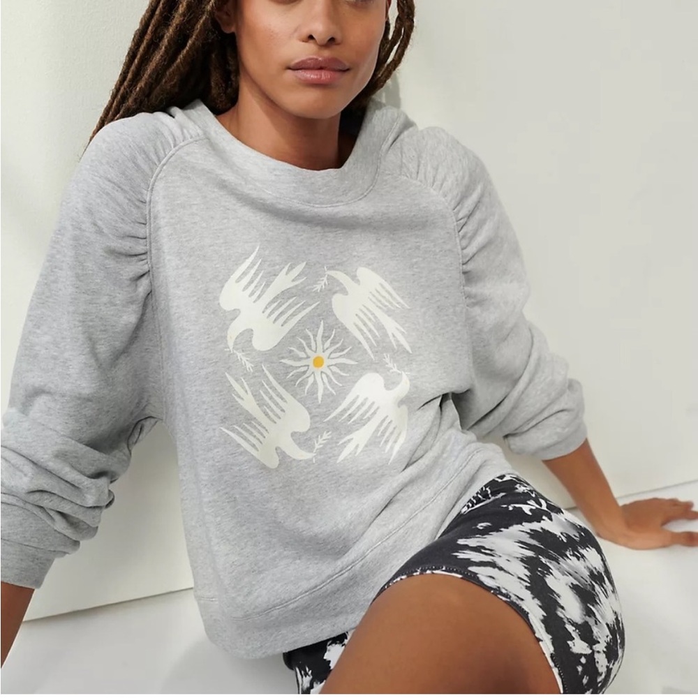 Anthropologie Jason K. Yun Doves Graphic Sweatshirt Size M